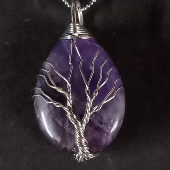 Sterling Silver Tree Of Life Amethyst Necklace #A174 - Picture 3 of 6